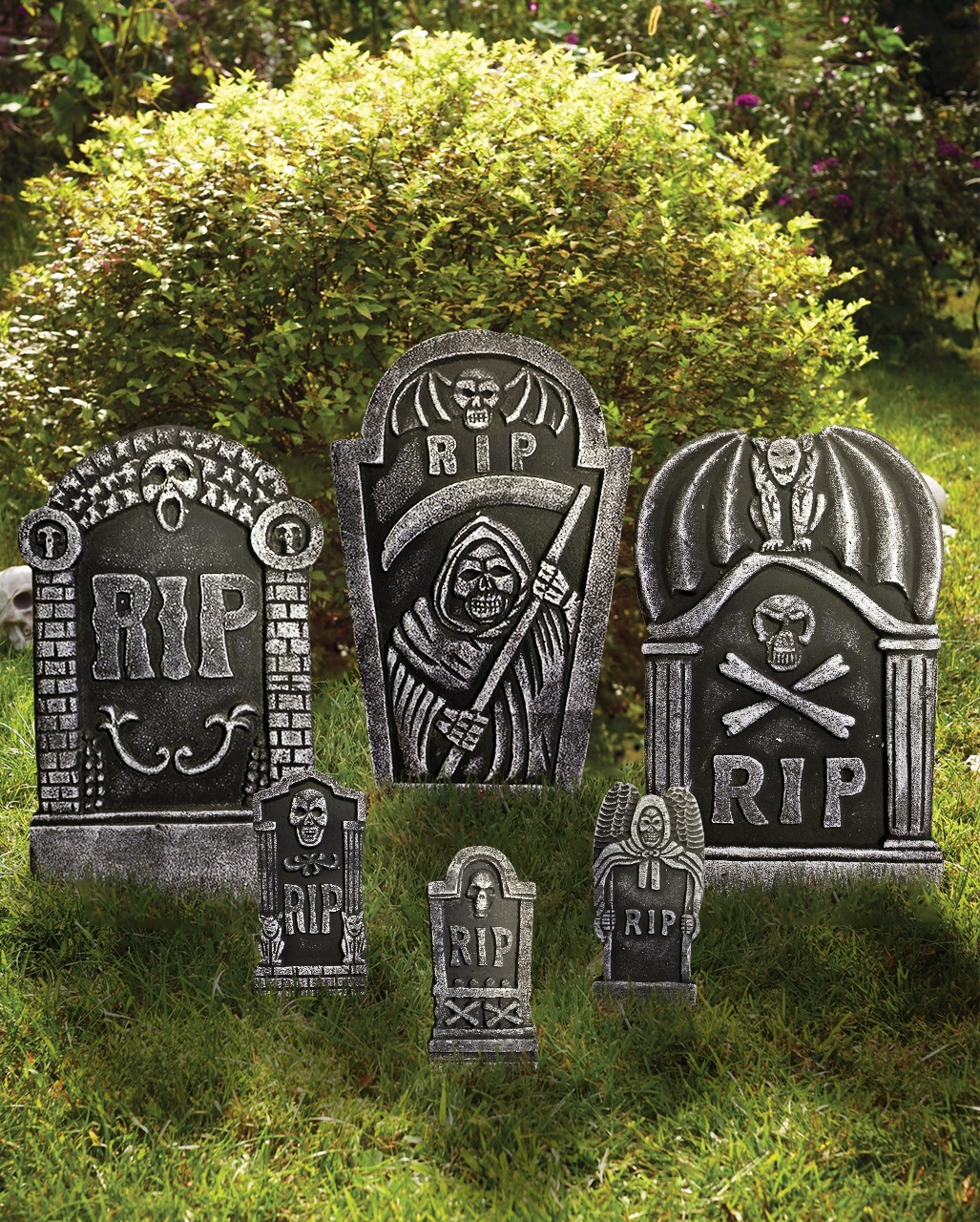 6-teiliges Halloween Grabstein Set 48cm