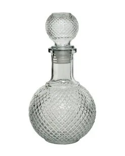 Vintage Glasflasche Kristallschliff Rund 20cm