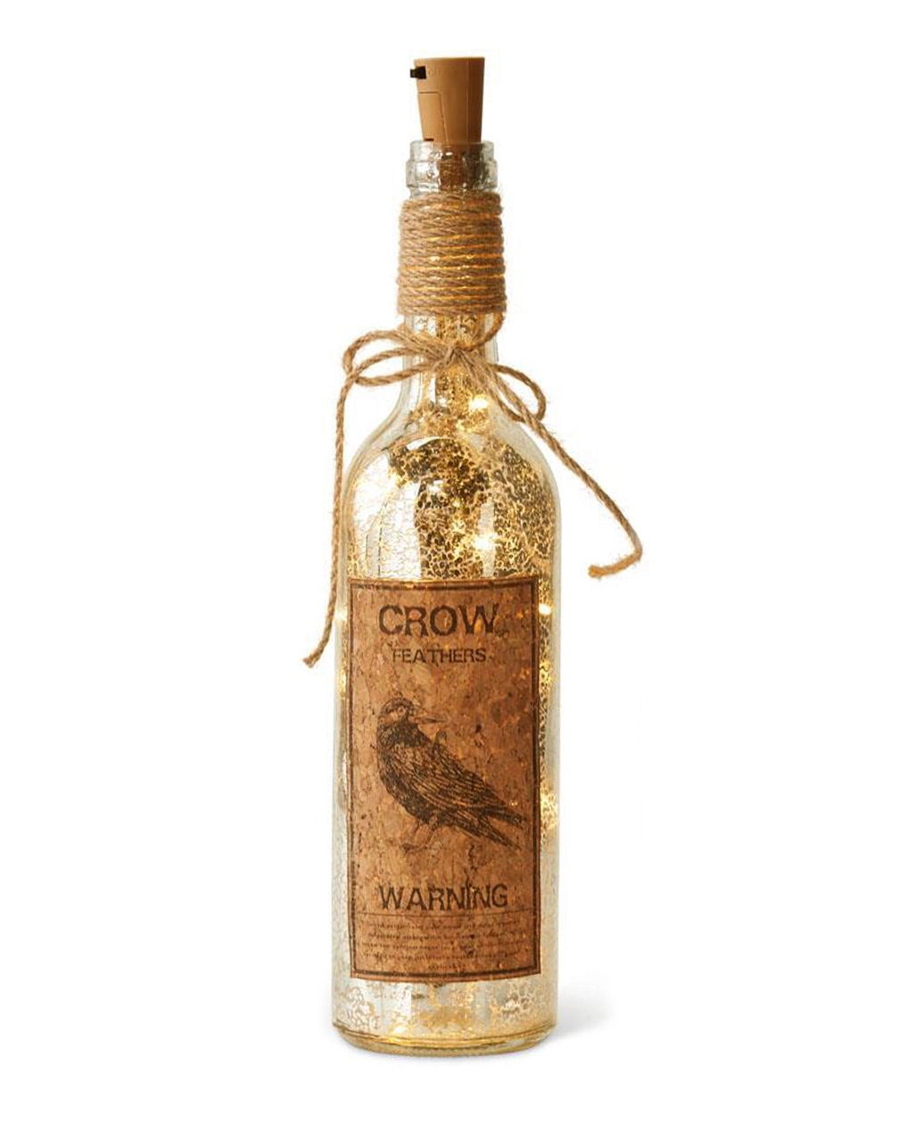 Rabenfedern Silberglas Flasche Mit LED