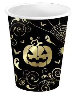 Extravagante Halloween Kürbis Pappbecher 6 St.