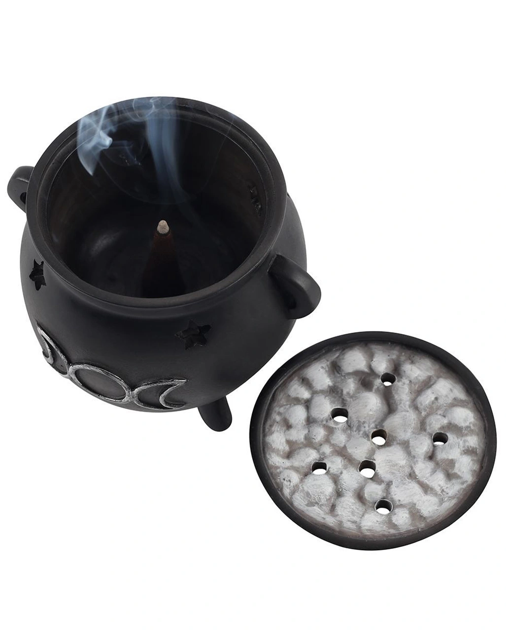 Hexenkessel Mit Dreifach-Mond Räucherkegel Halter - Image 3
