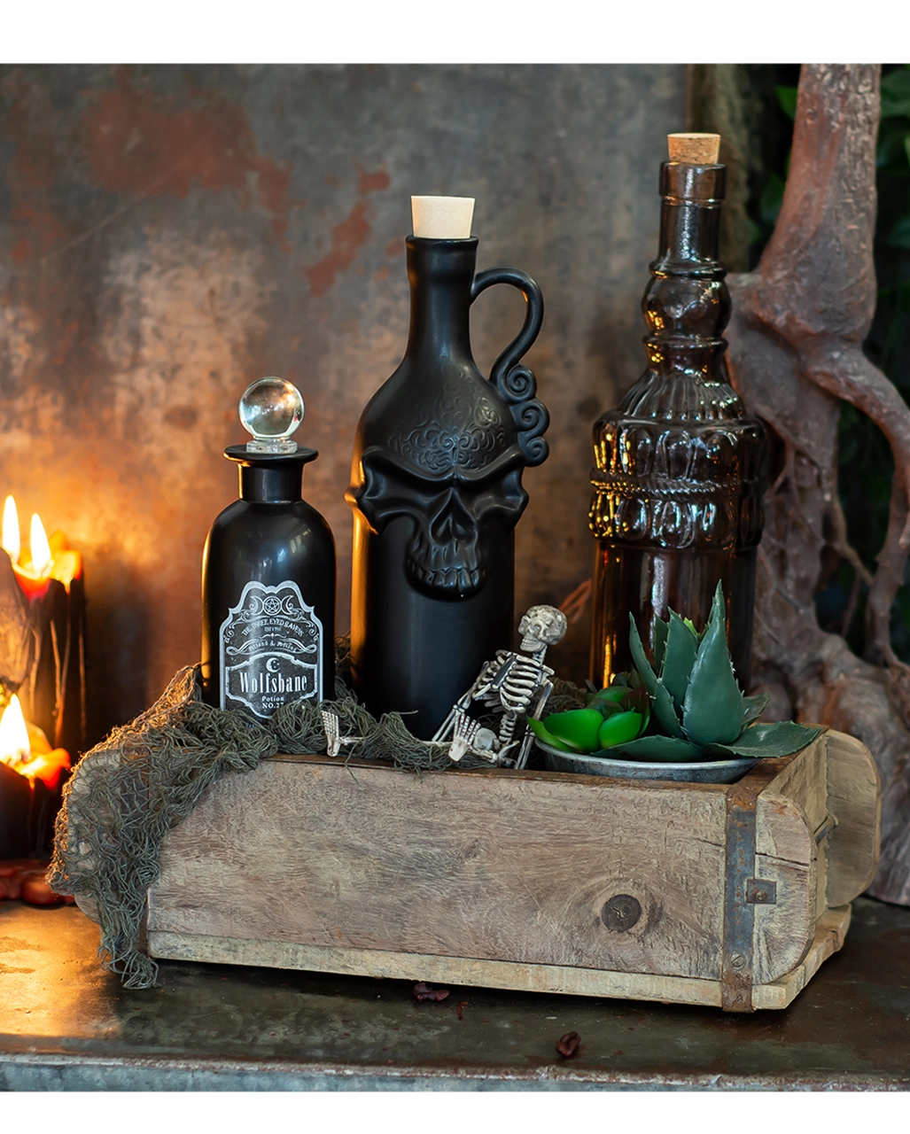 Vintage Glasflasche Kristallschliff Eckig 23cm - Image 3